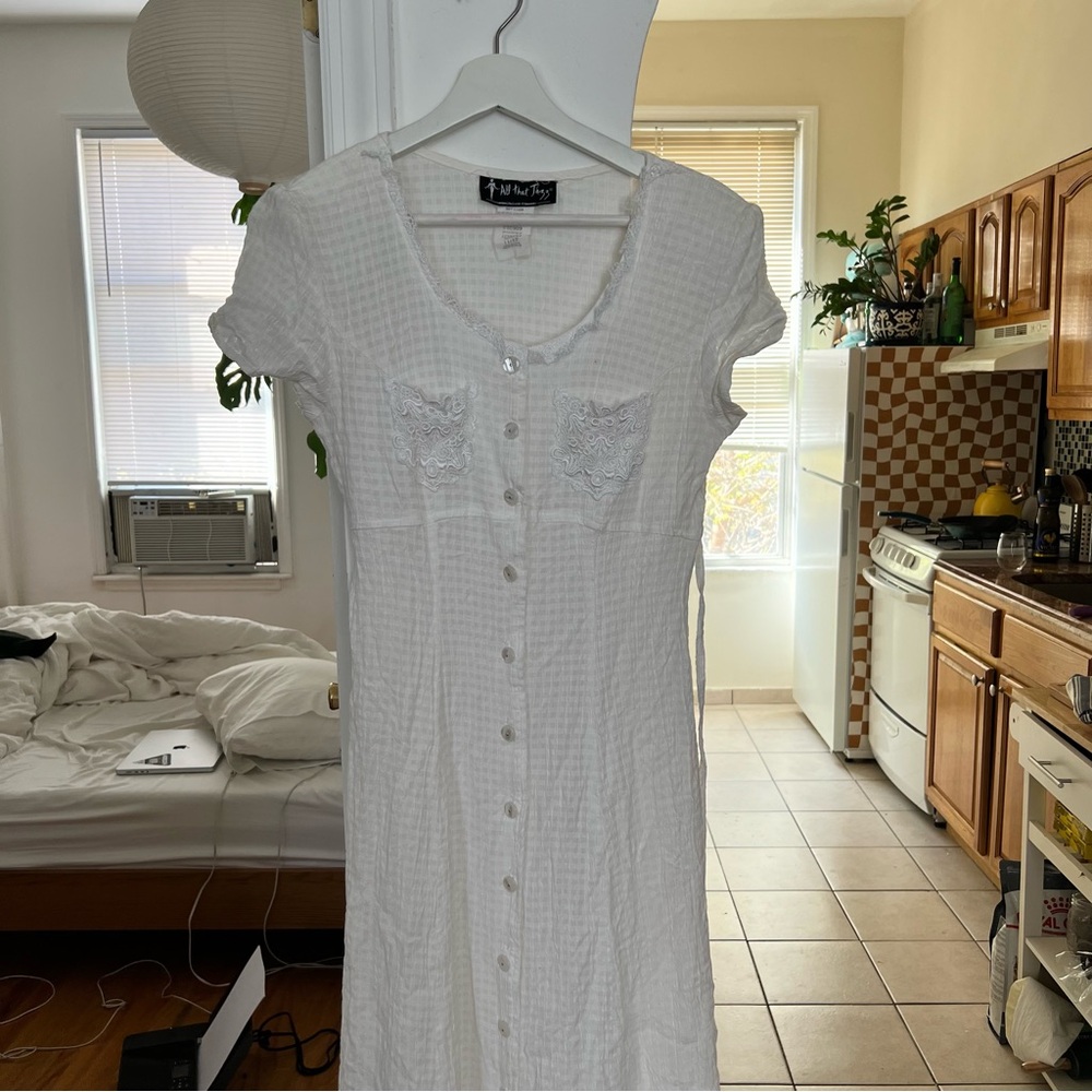 Vintage Cottagecore white maxi thin white sun dress.
